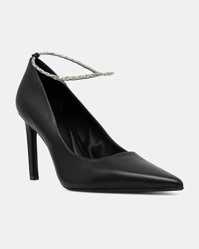 Calvin Klein ESS STILETTO HDW CHAIN LTH 90 İnce Topuklu Deri Ayakkabılar