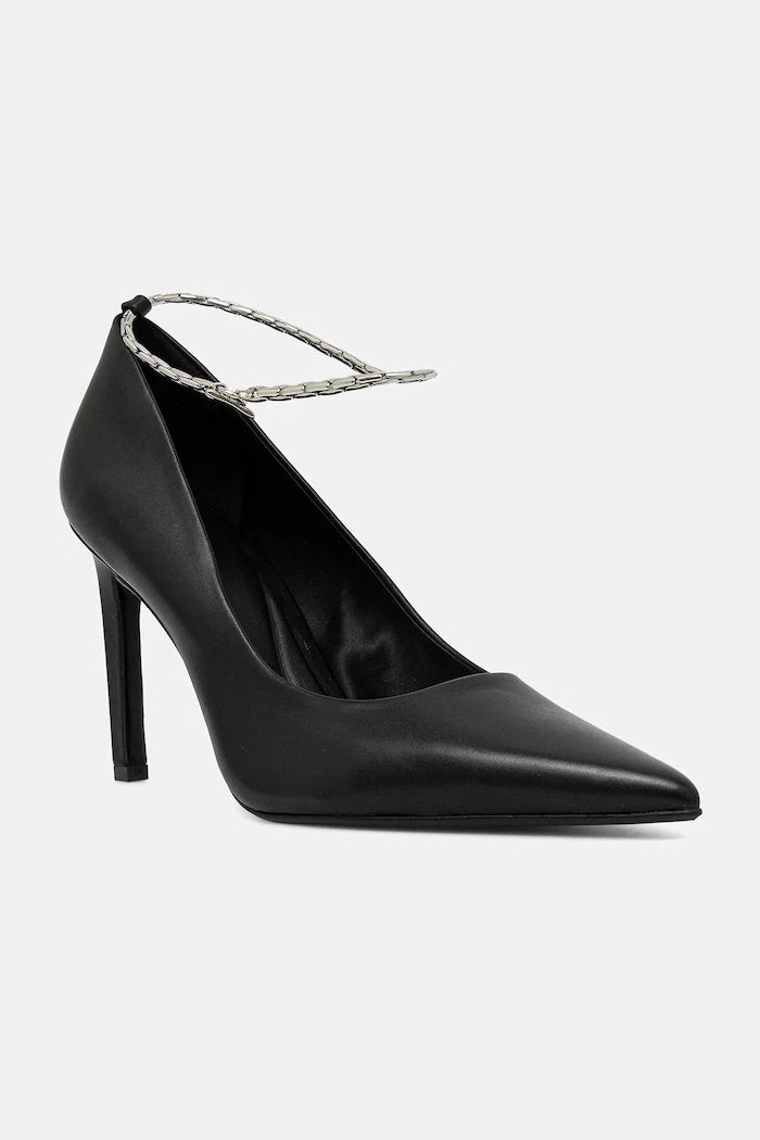 Calvin Klein ESS STILETTO HDW CHAIN LTH 90 İnce Topuklu Deri Ayakkabılar