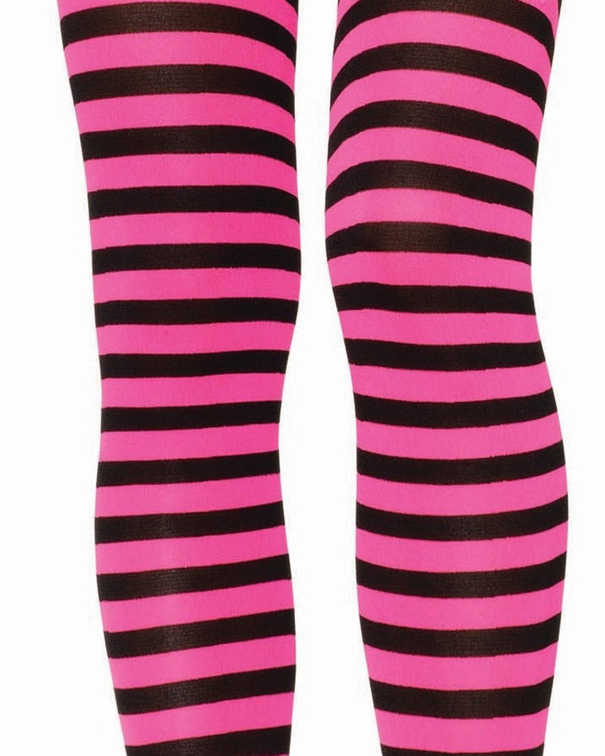 Black & Hot Pink Striped Pantyhose