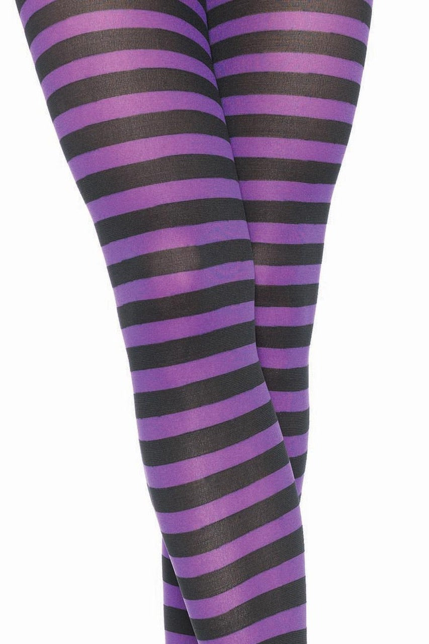 Black & Purple Striped Pantyhose