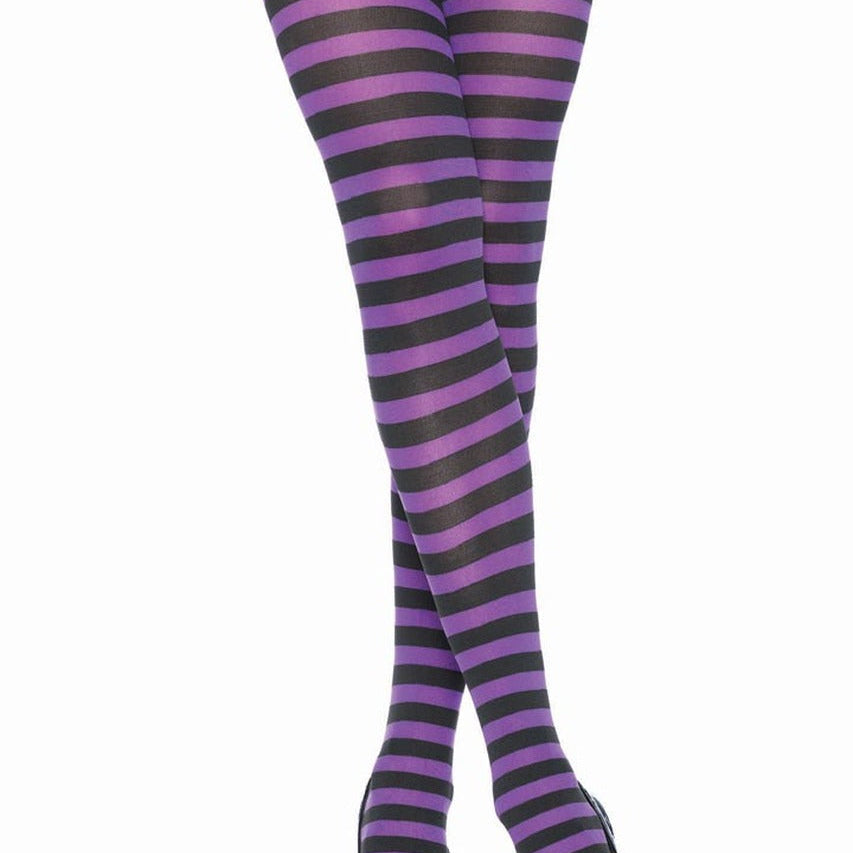 Black & Purple Striped Pantyhose