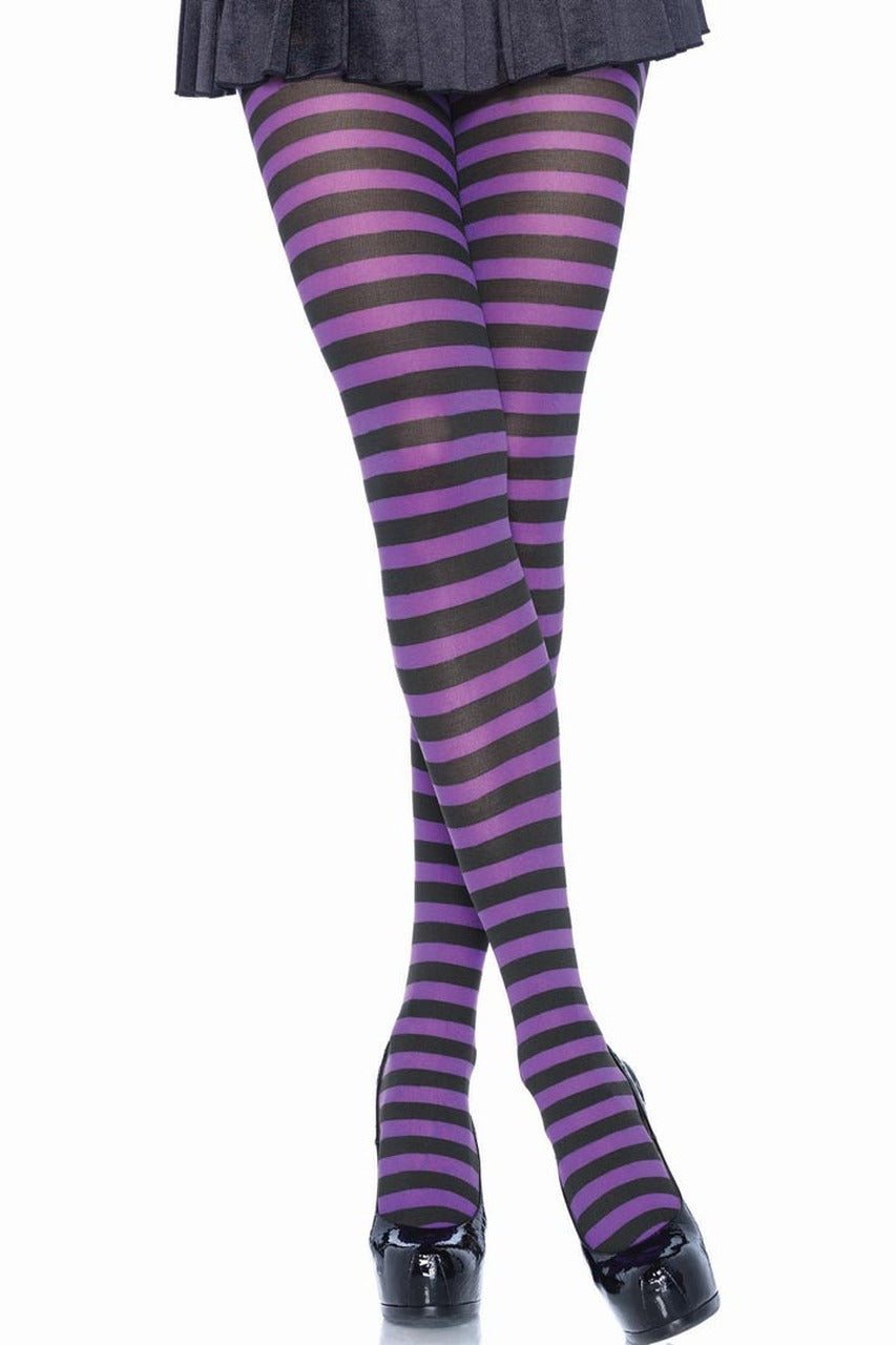 Black & Purple Striped Pantyhose