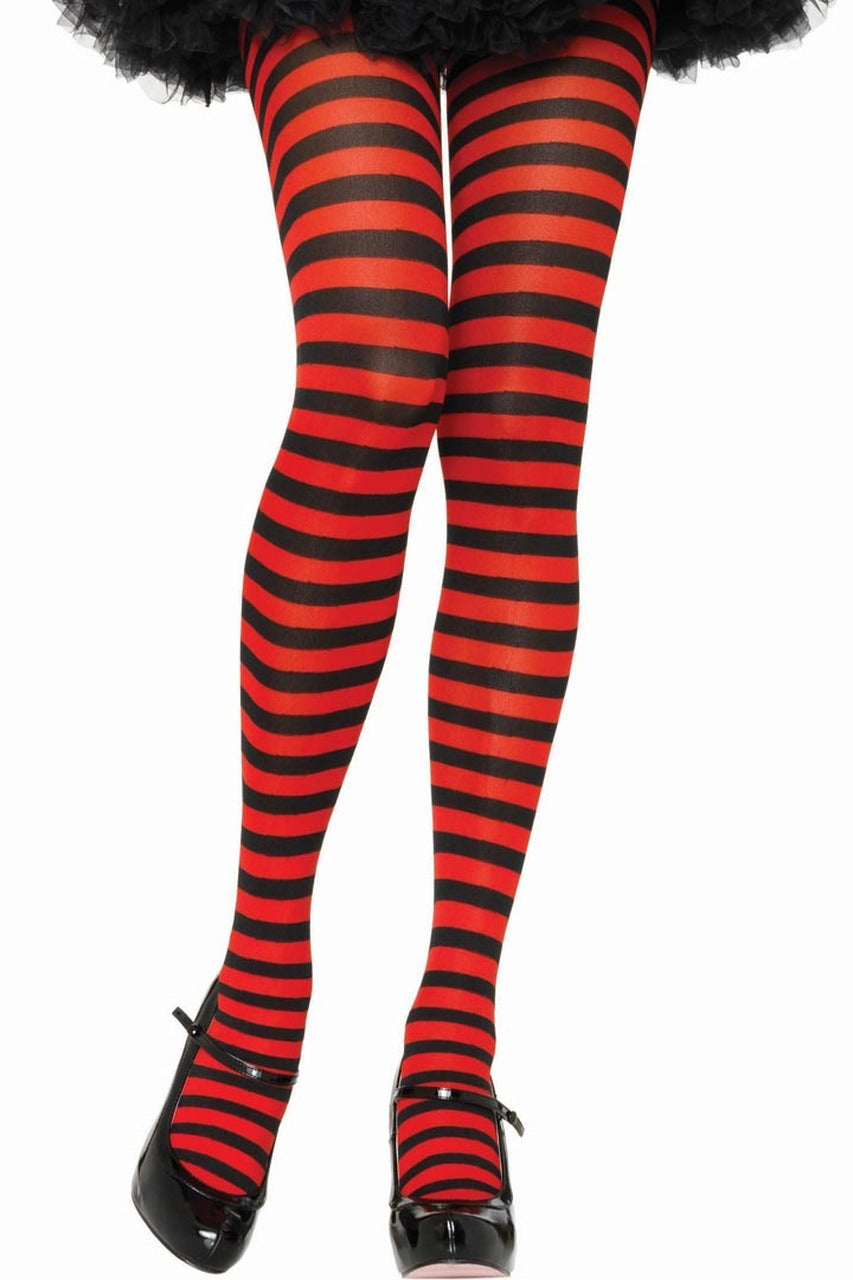 Black & Red Striped Pantyhose