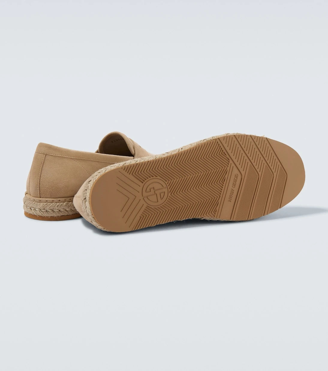 Giorgio Armani - Jute-trimmed suede penny loafers