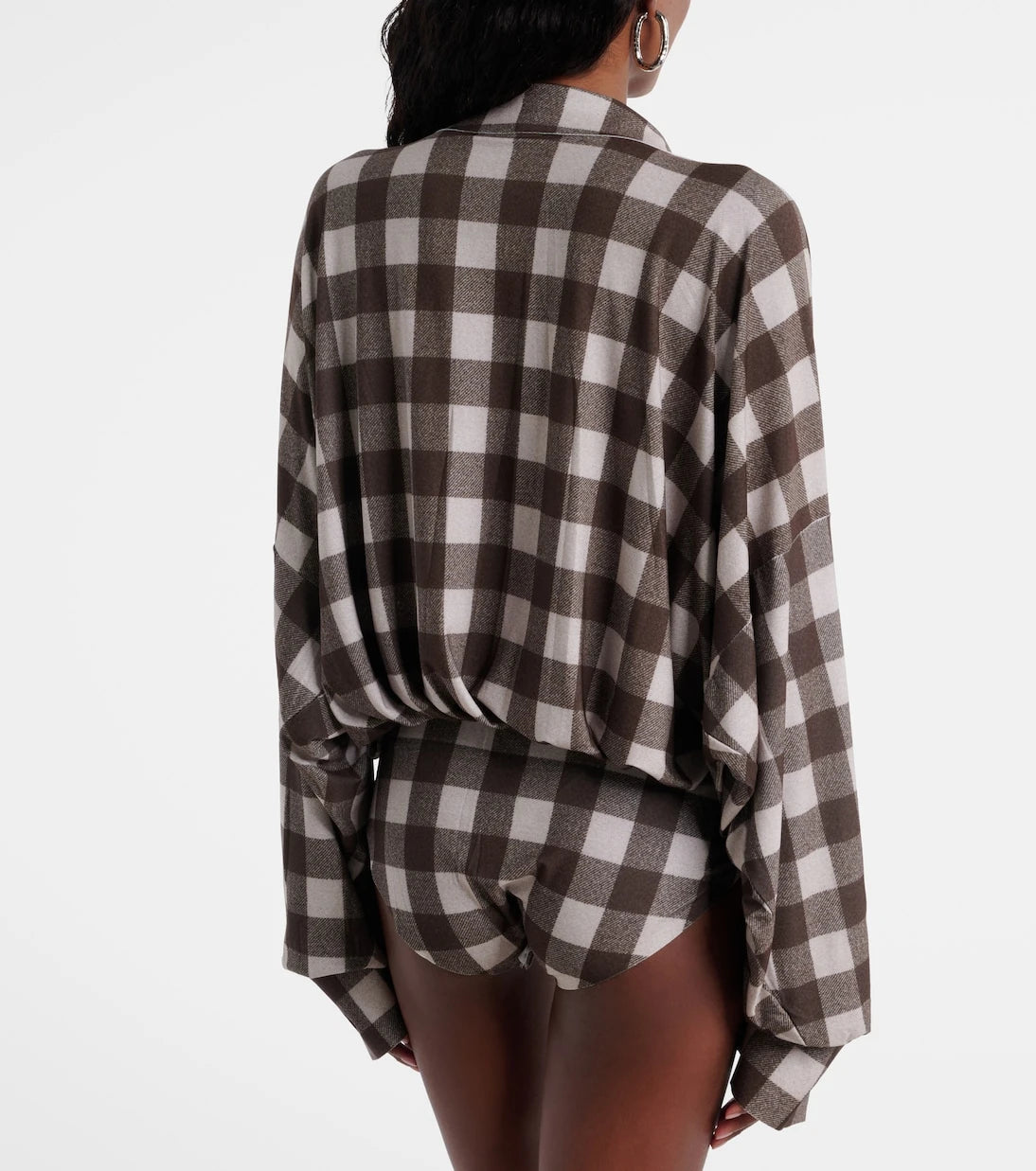 Norma Kamali - Checked oversized bodysuit
