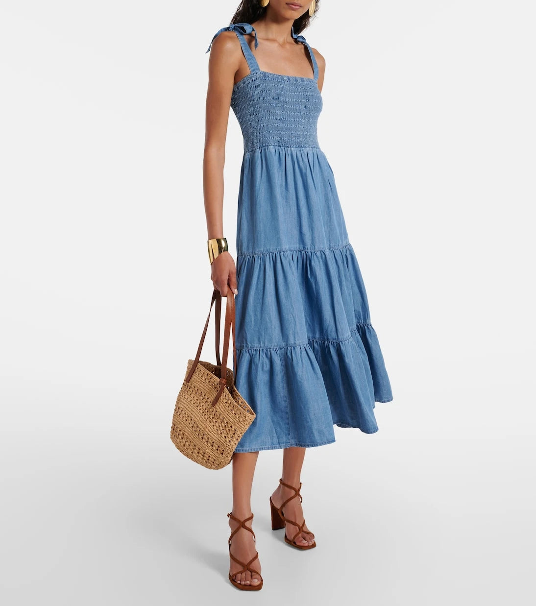 Veronica Beard - Tola tiered cotton-blend midi dress