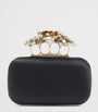 Black Silk Carnation Knuckle Clutch Bag