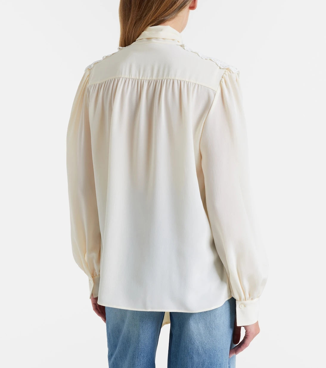 Chloé - Lace-trimmed silk crêpe de chine blouse