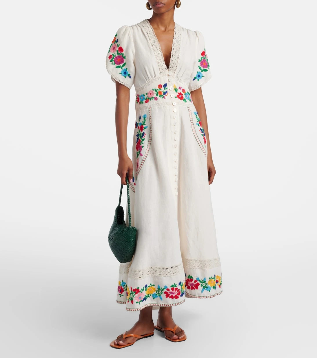 Rixo - Novara embroidered linen-blend maxi dress