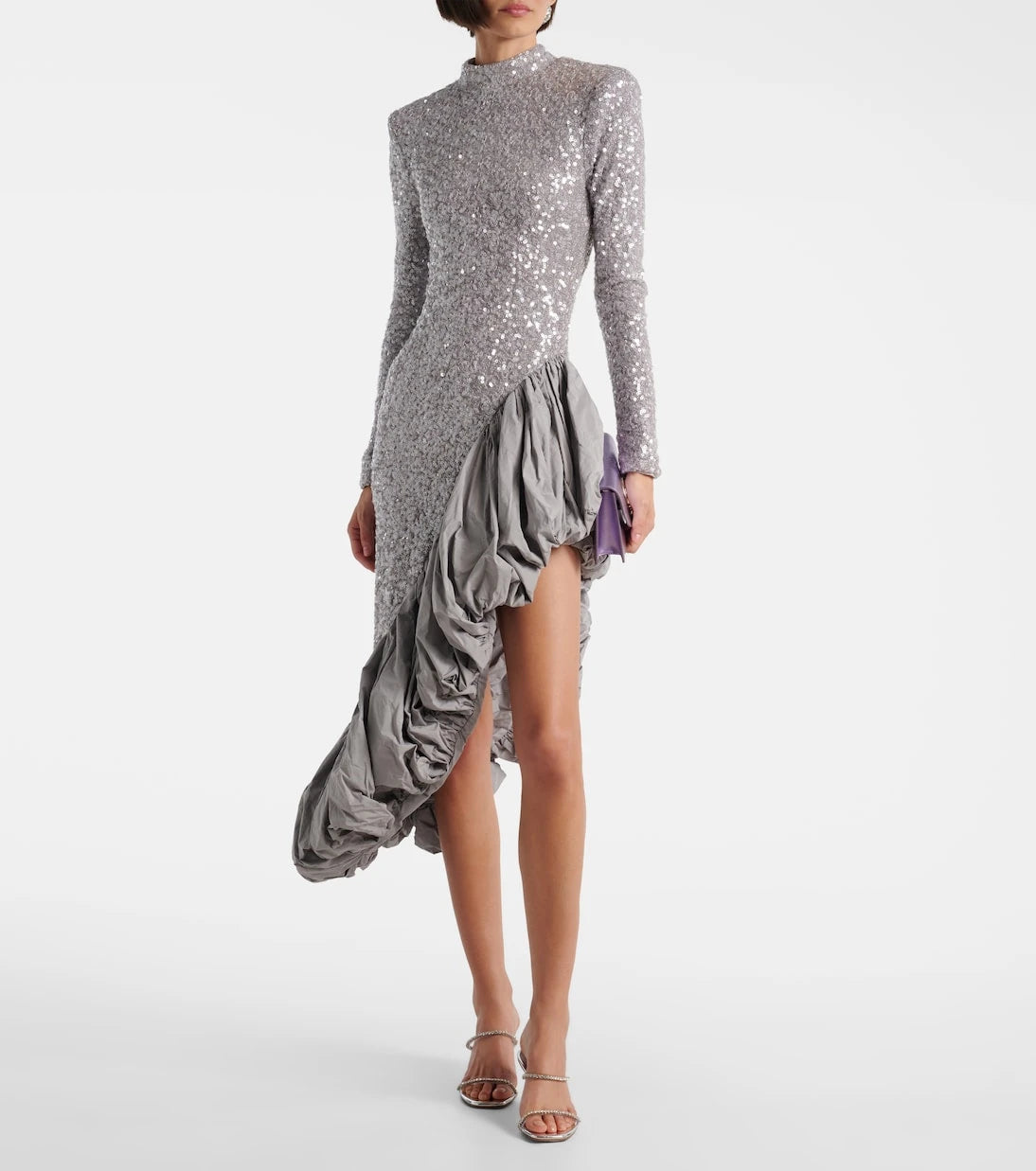 Rotate - Sequined asymmetric midi dress