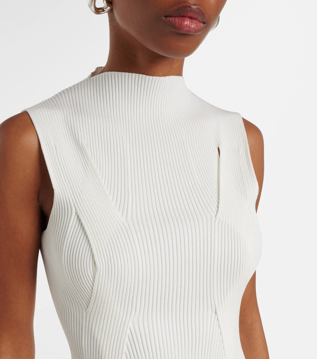 Victoria Beckham - Pleated ribbed-knit gown