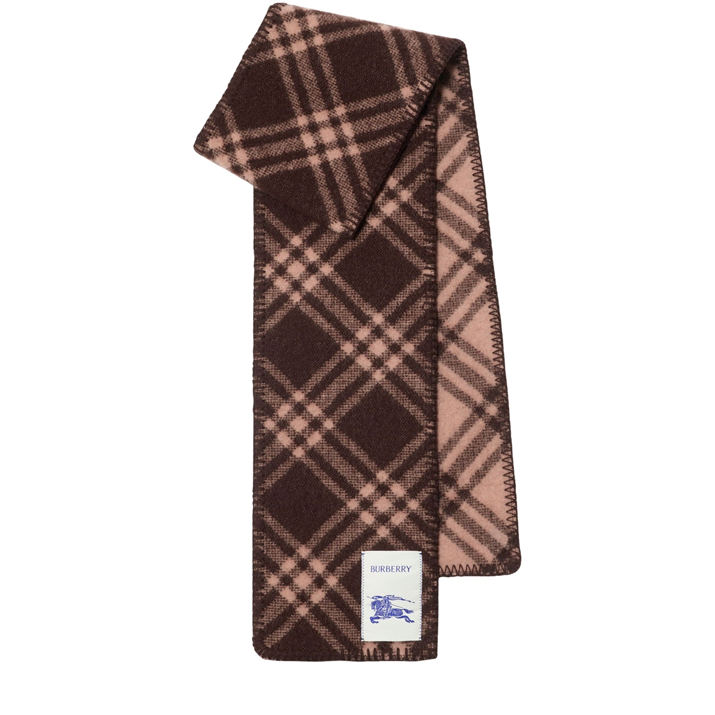 Brown Wool Check Scarf