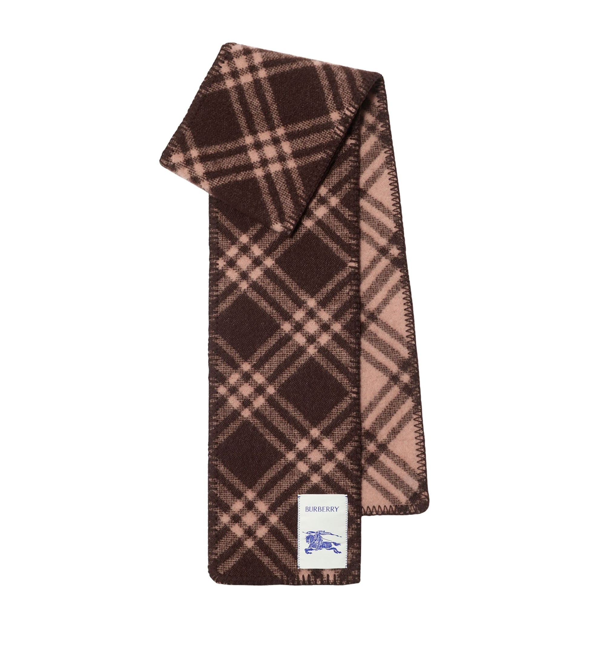 Brown Wool Check Scarf