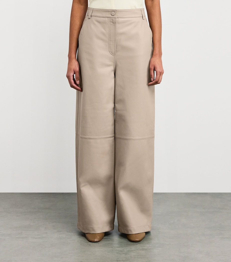 Yves Salomon Beige Lambskin Wide-Leg Trousers
