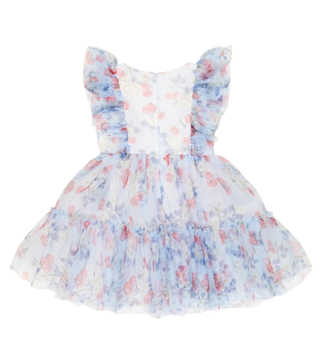 Monnalisa - Cherry-printed tulle dress