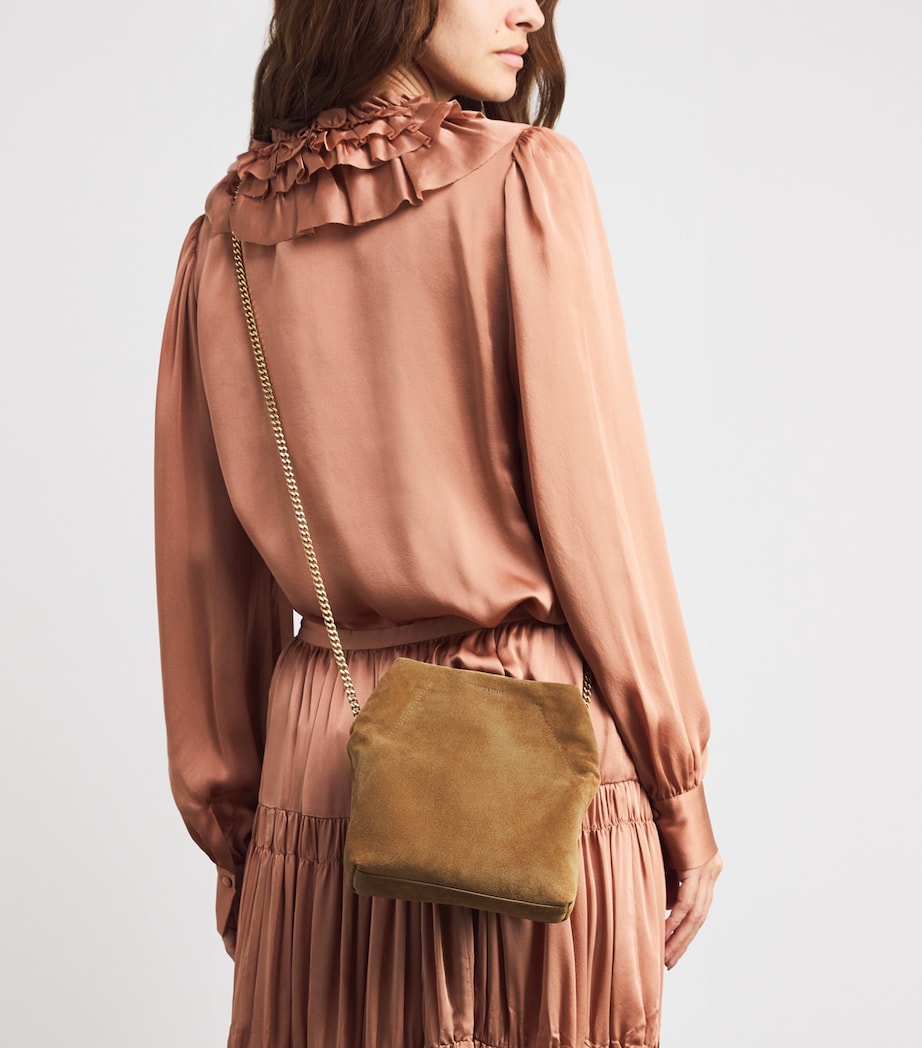 Brown Small Suede Slouch Top-Handle Bag