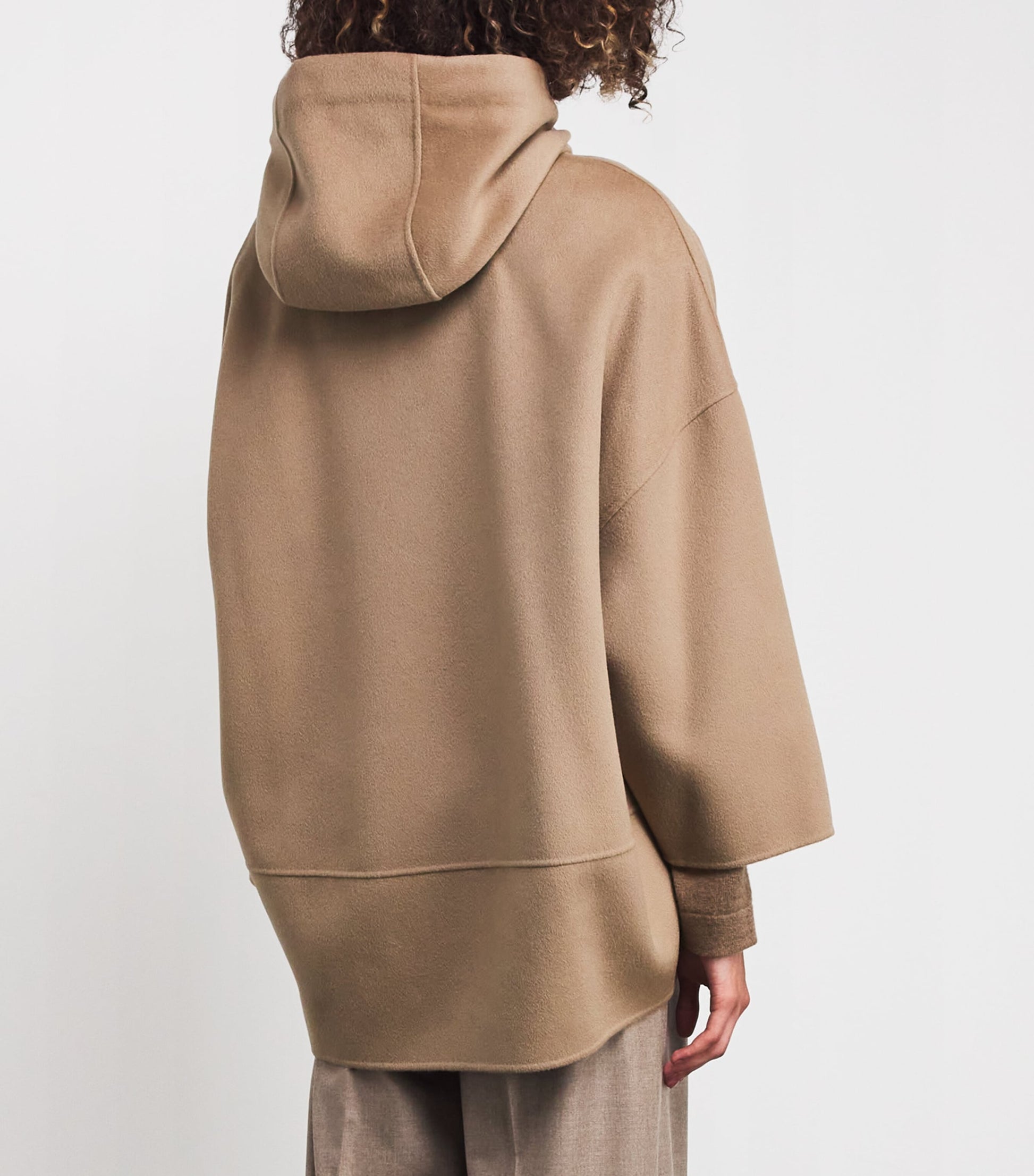 Max Mara Beige Virgin Wool Zip-Up Hoodie