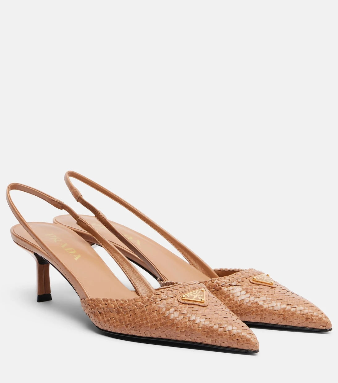 Prada - Woven leather slingback pumps
