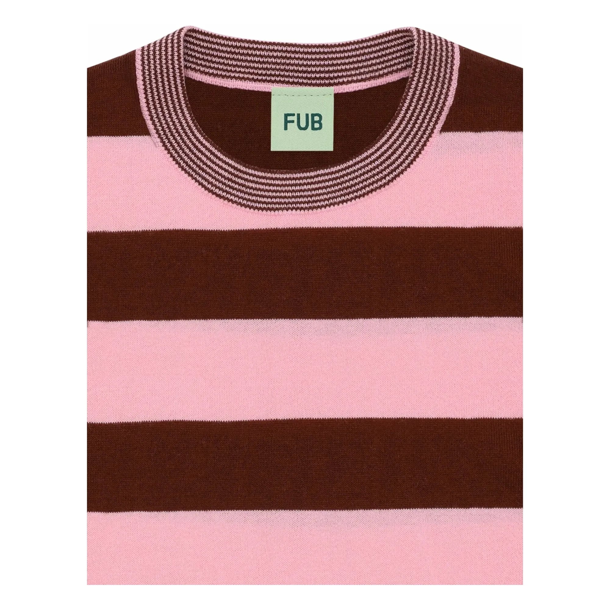 FUB - Oversize Striped T-shirt Extra Fine Knit Organic Cotton | Pink
