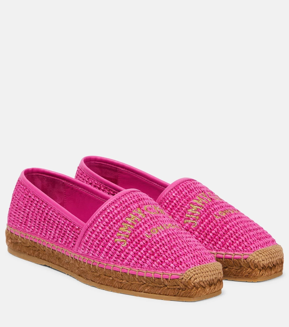 Jimmy Choo - Brie Flat logo raffia espadrilles