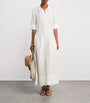 Simkhai White Linen-Blend Claudine Midi Shirt Dress