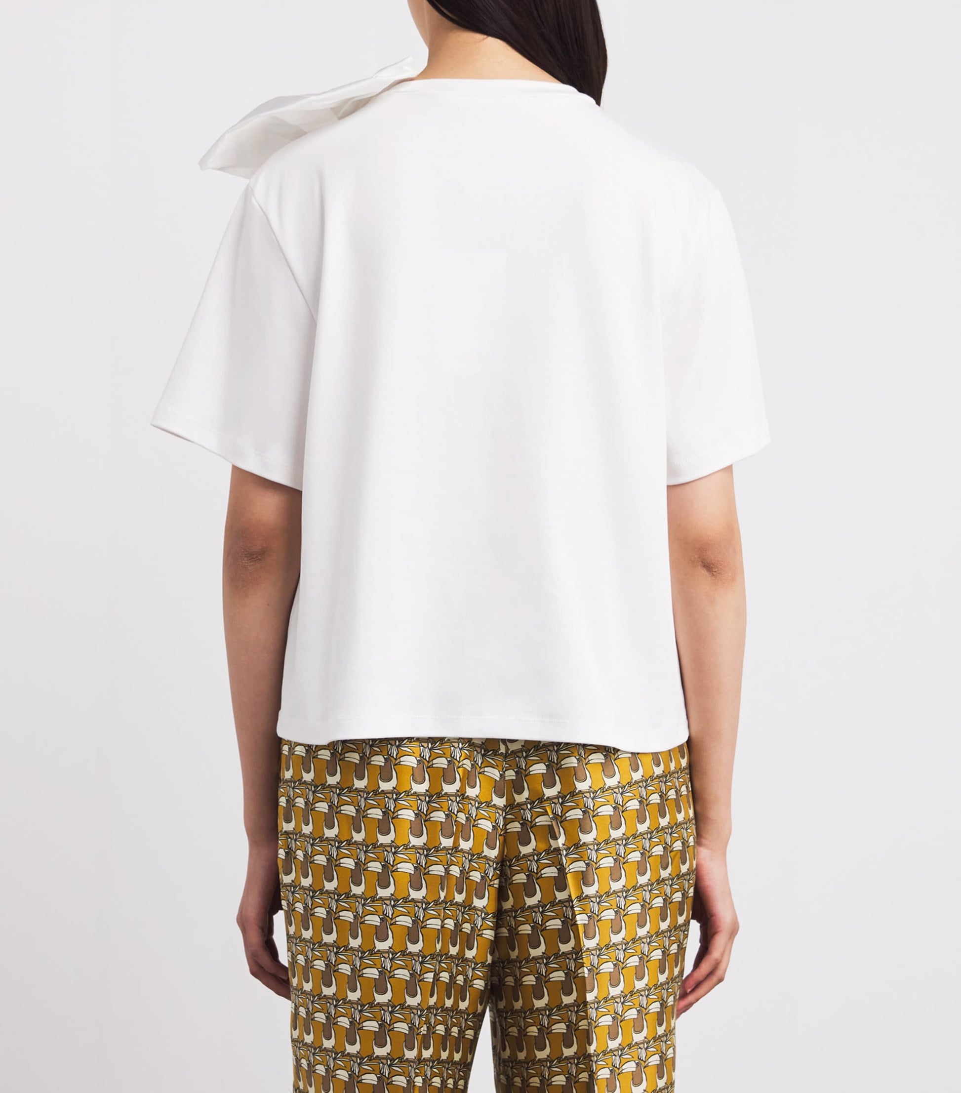 Max Mara White Cotton Bow-Detail T-Shirt