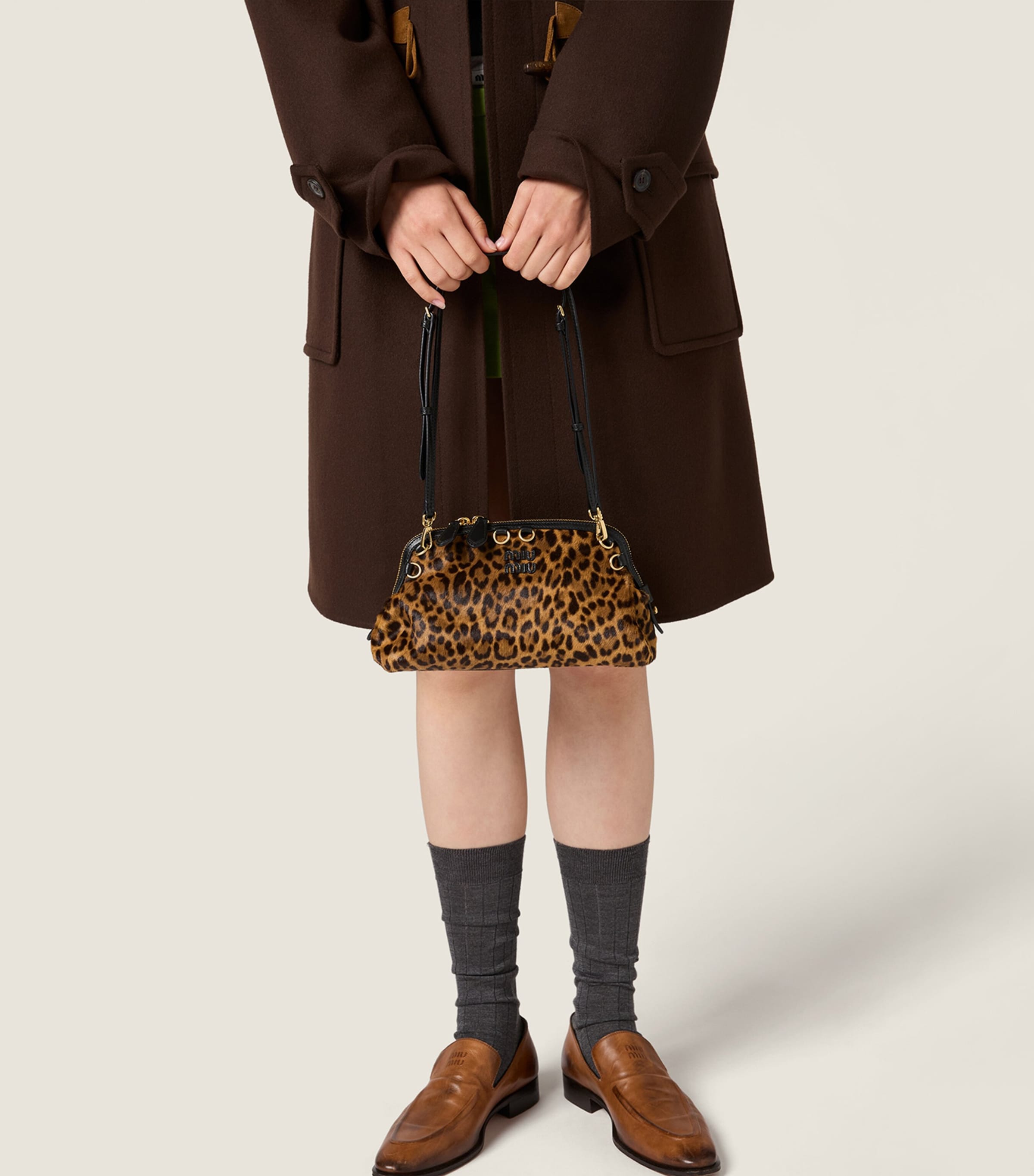 Miu Miu Calf Hair Leopard Clutch Bag