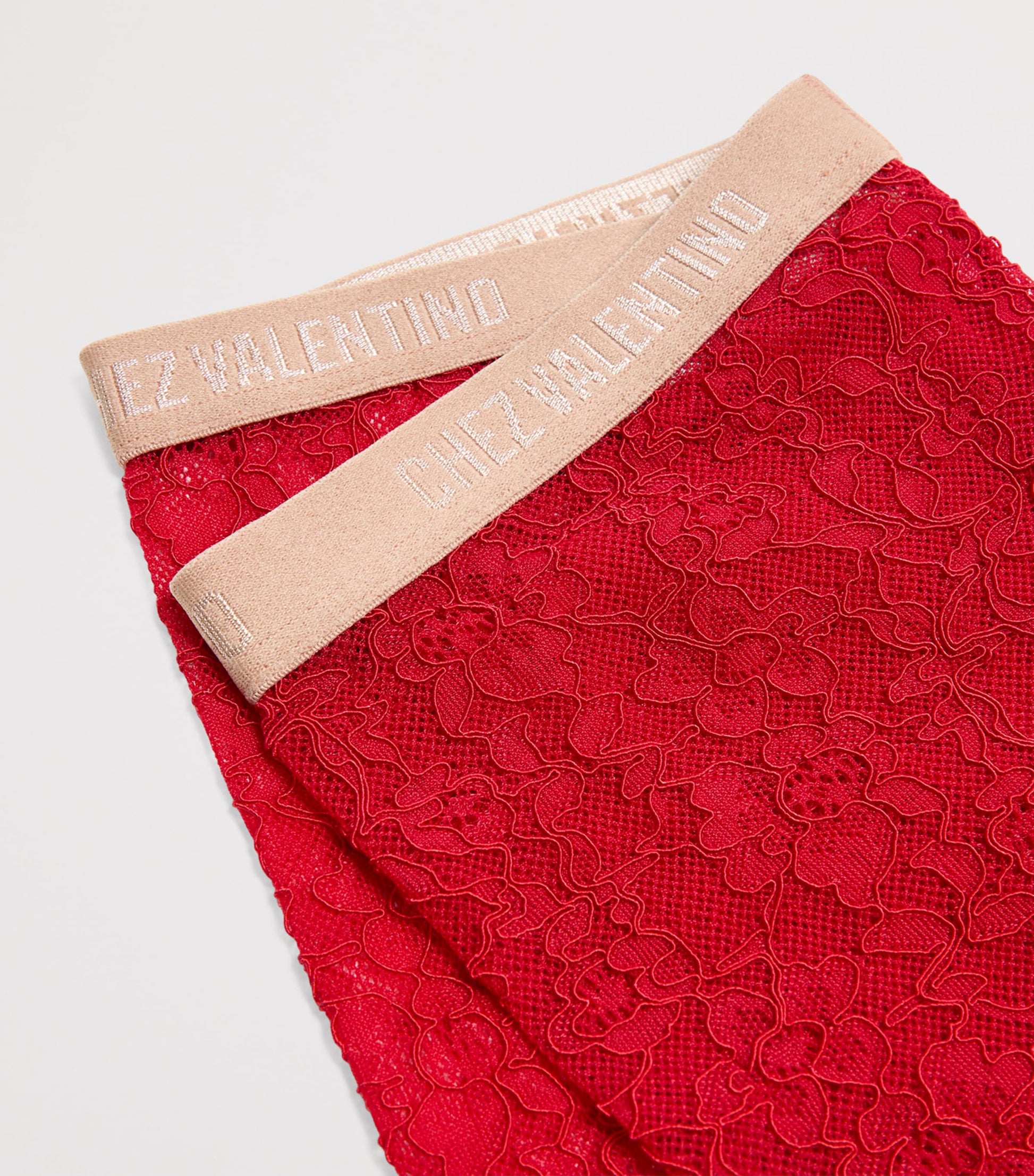 Valentino Red Lace Floral Tights