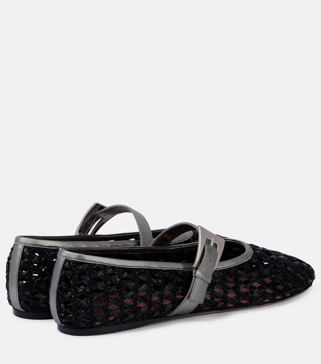 Paris Texas - Sveva buckle-detail raffia ballet flats