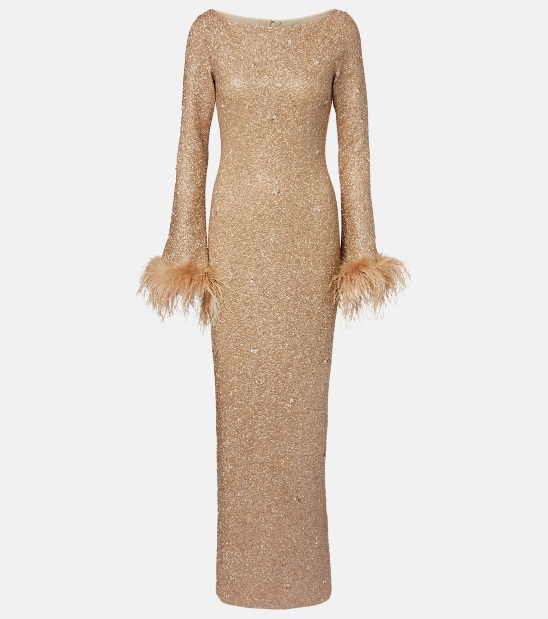 Clio Peppiatt - Mae embellished feather-trimmed gown