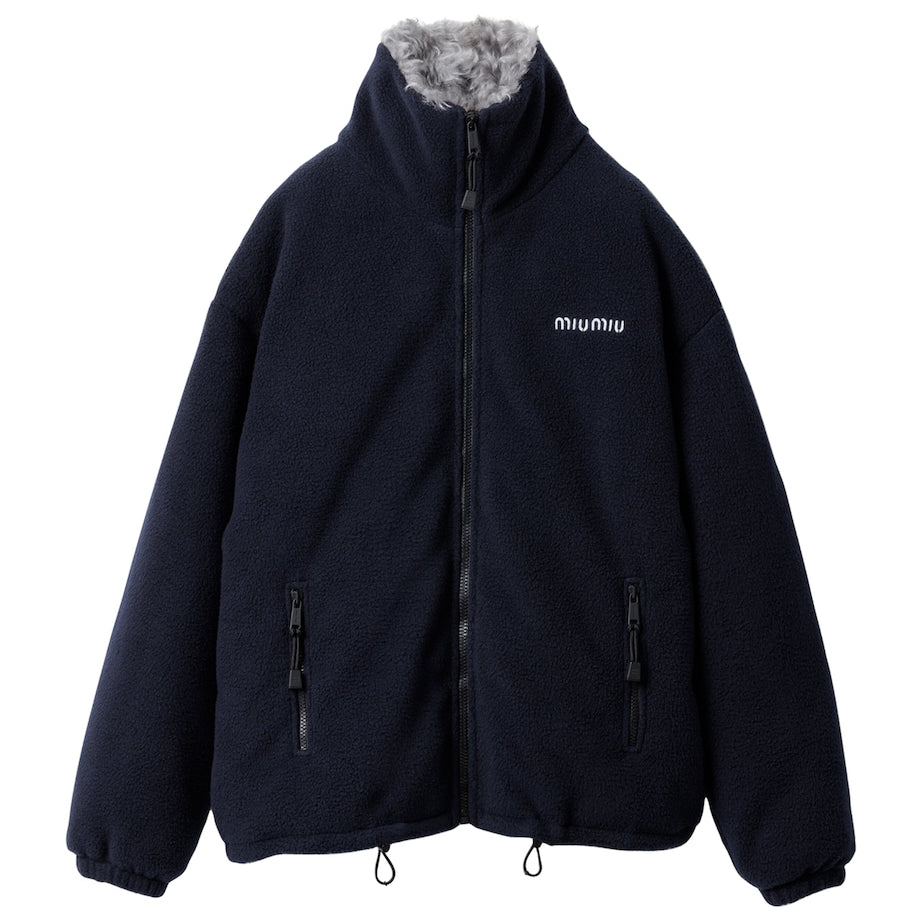 Blue Fleece Cropped Jacket