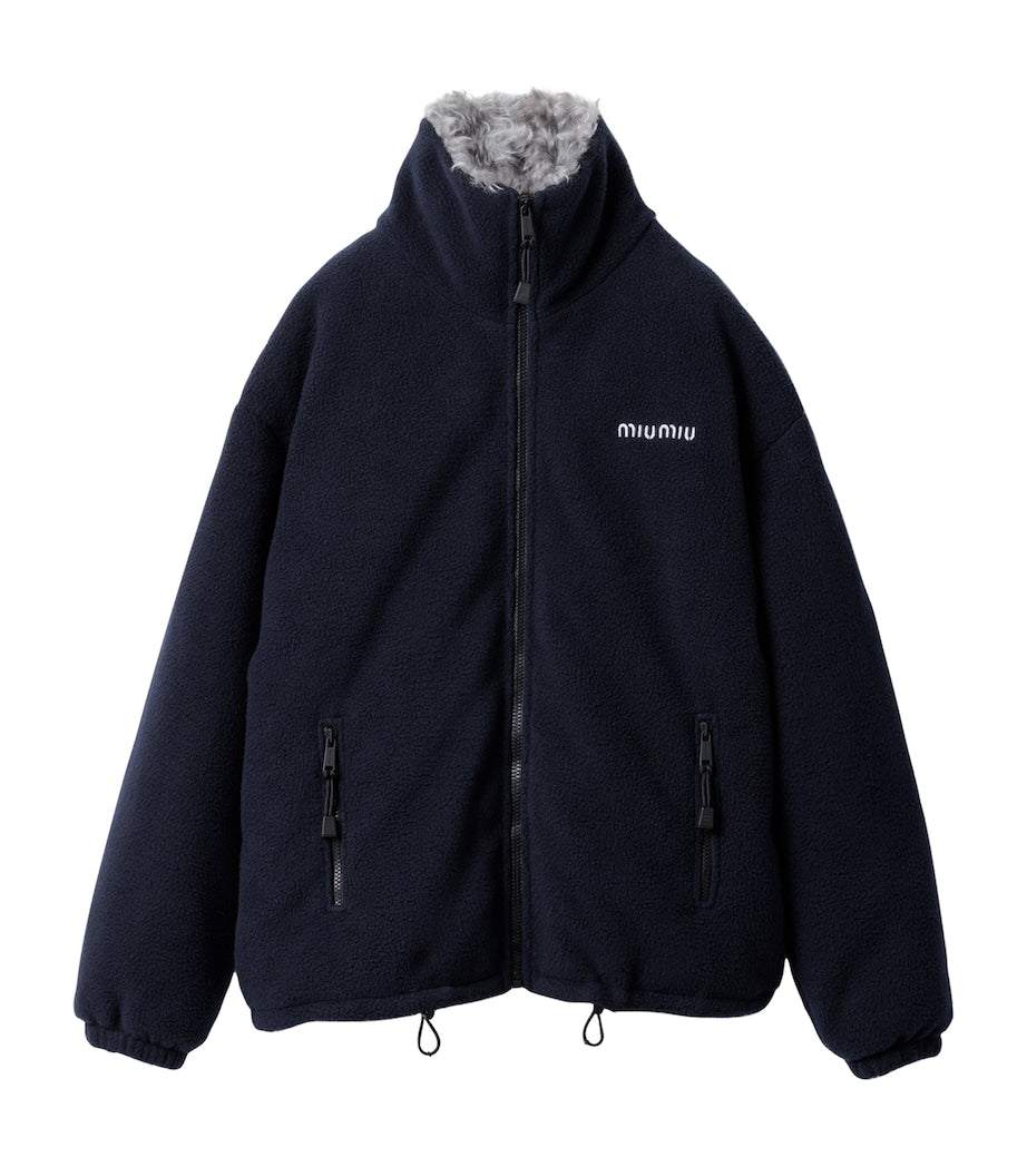 Blue Fleece Cropped Jacket