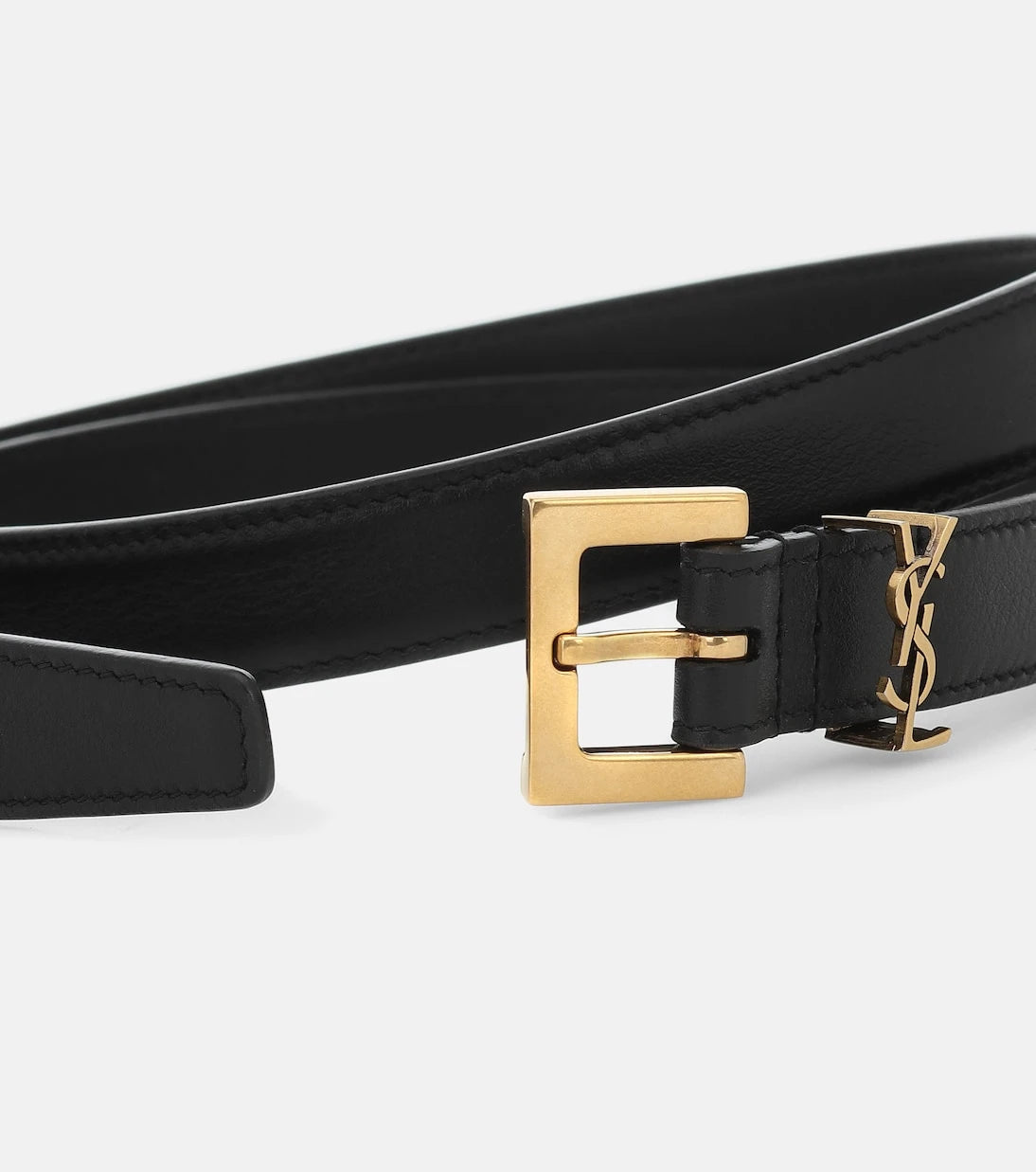 Saint Laurent - Cassandre ince deri kemer