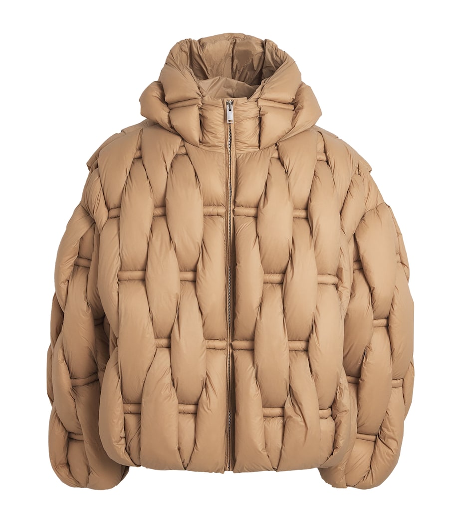 Raxxy Beige 3D Down-Filled Woven Puffer Jacket