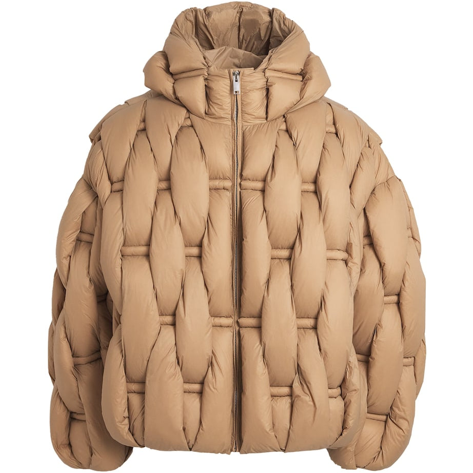 Raxxy Beige 3D Down-Filled Woven Puffer Jacket