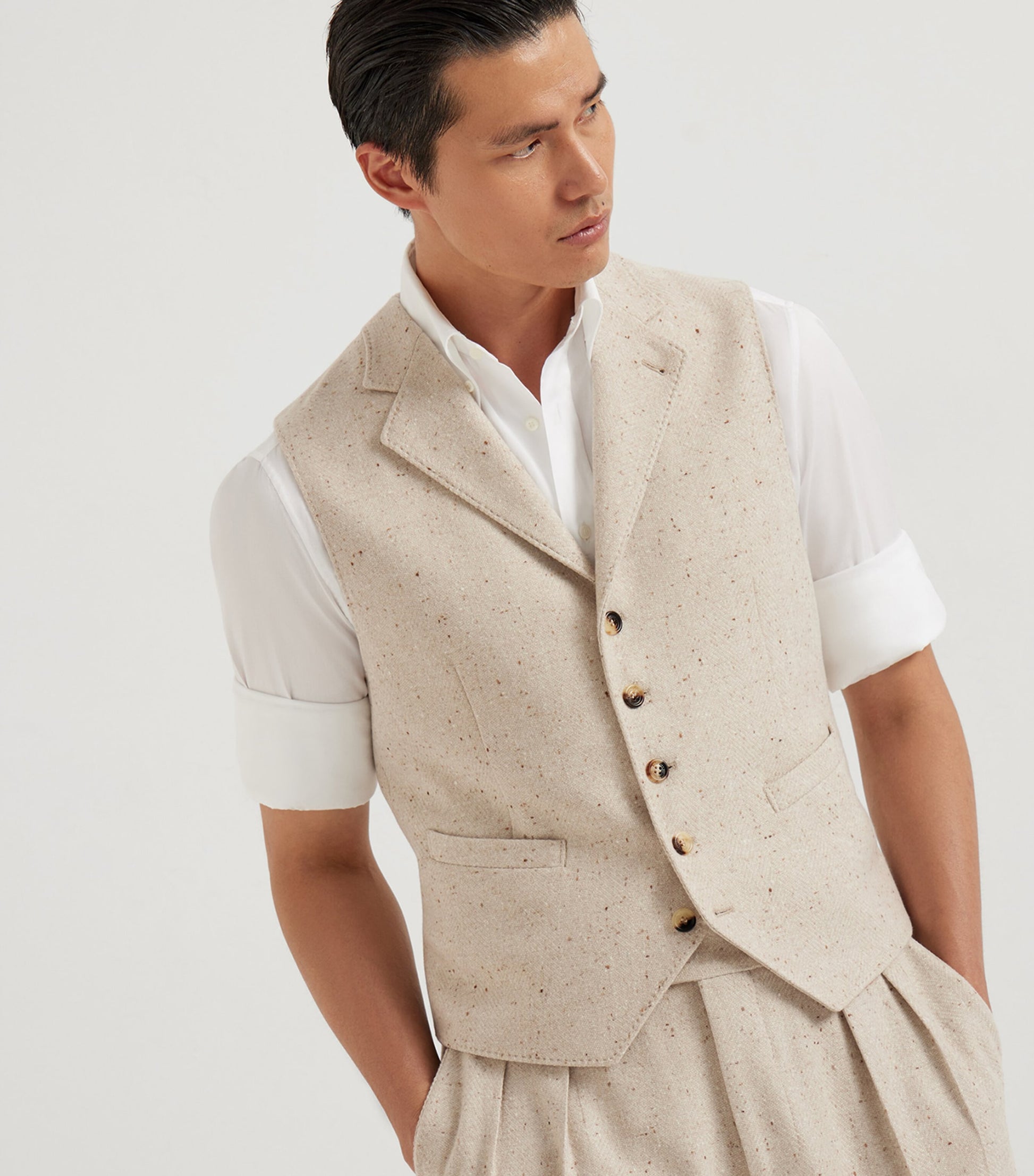Wool-Cashmere Flecked Waistcoat