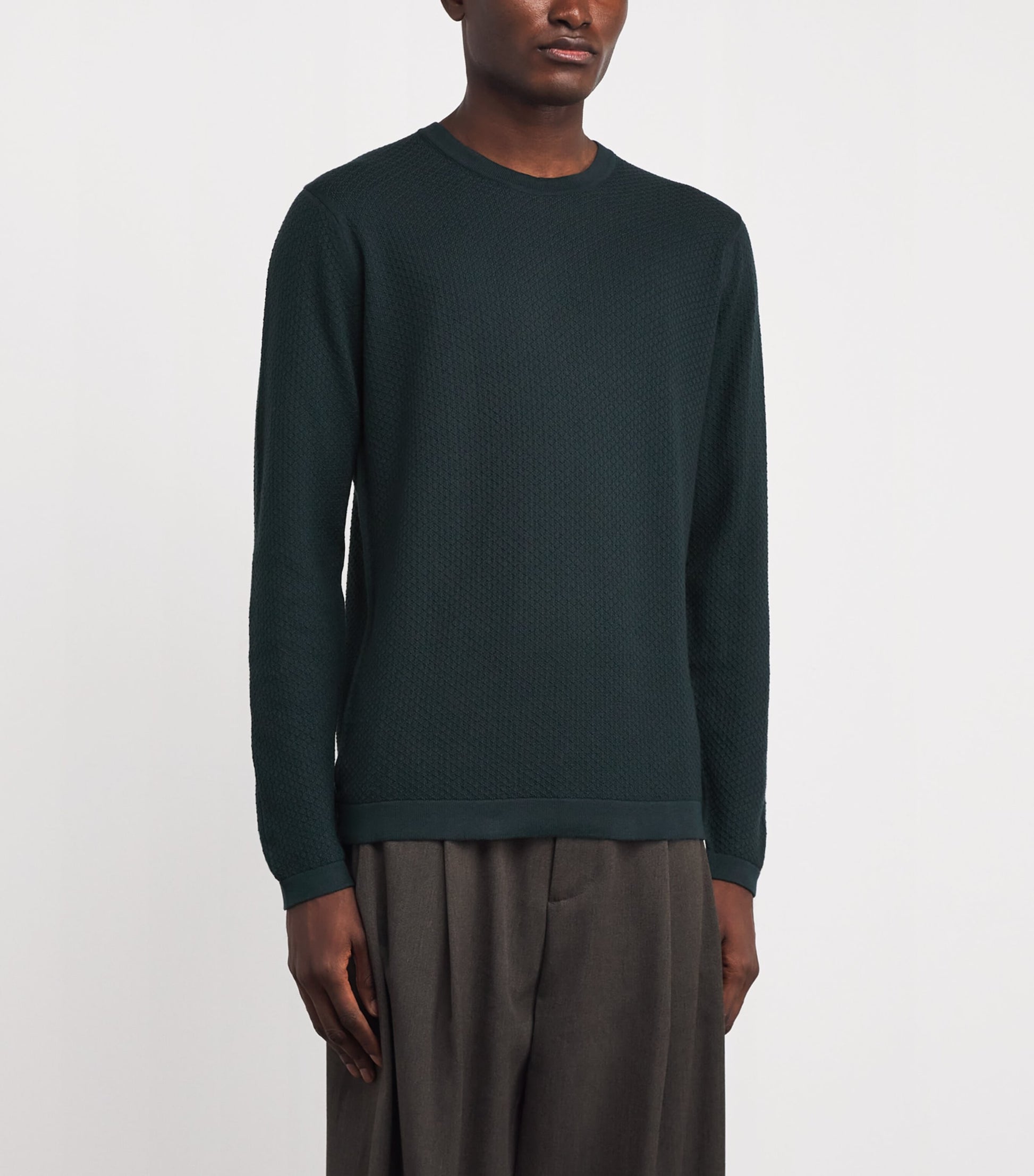 John Smedley Green Merino Wool Textured Sweater