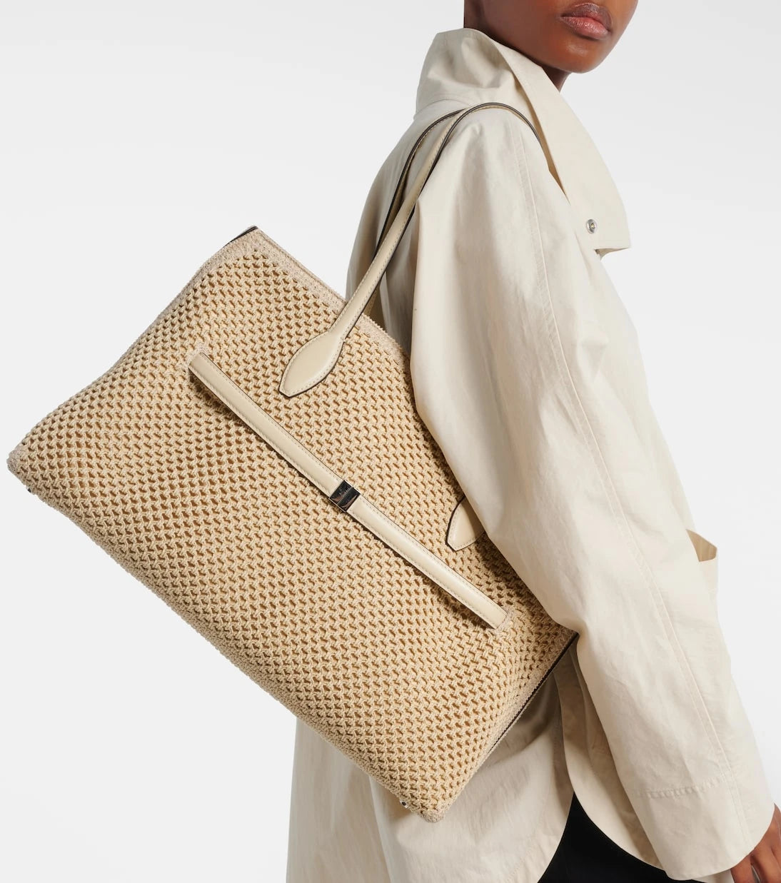 Toteme - Lounge leather-trimmed tote bag