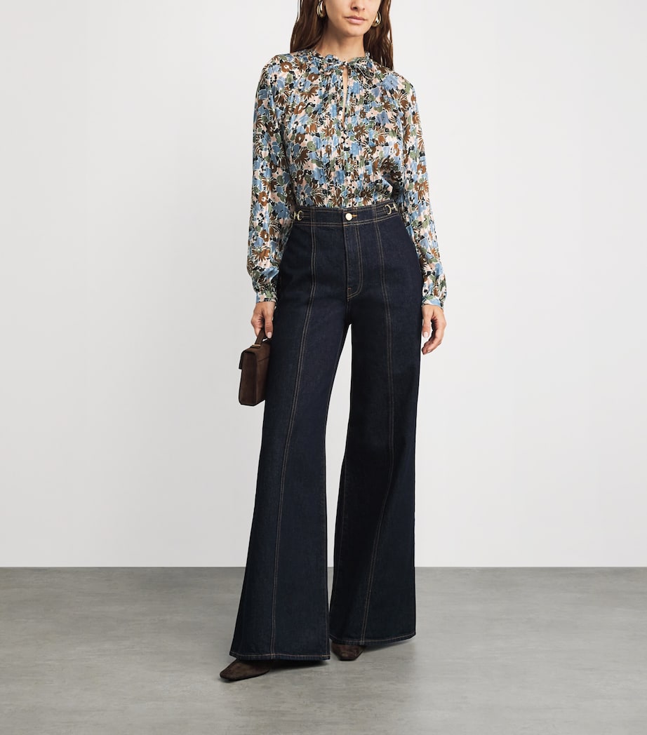 Veronica Beard Multi Silk Floral Linds Blouse