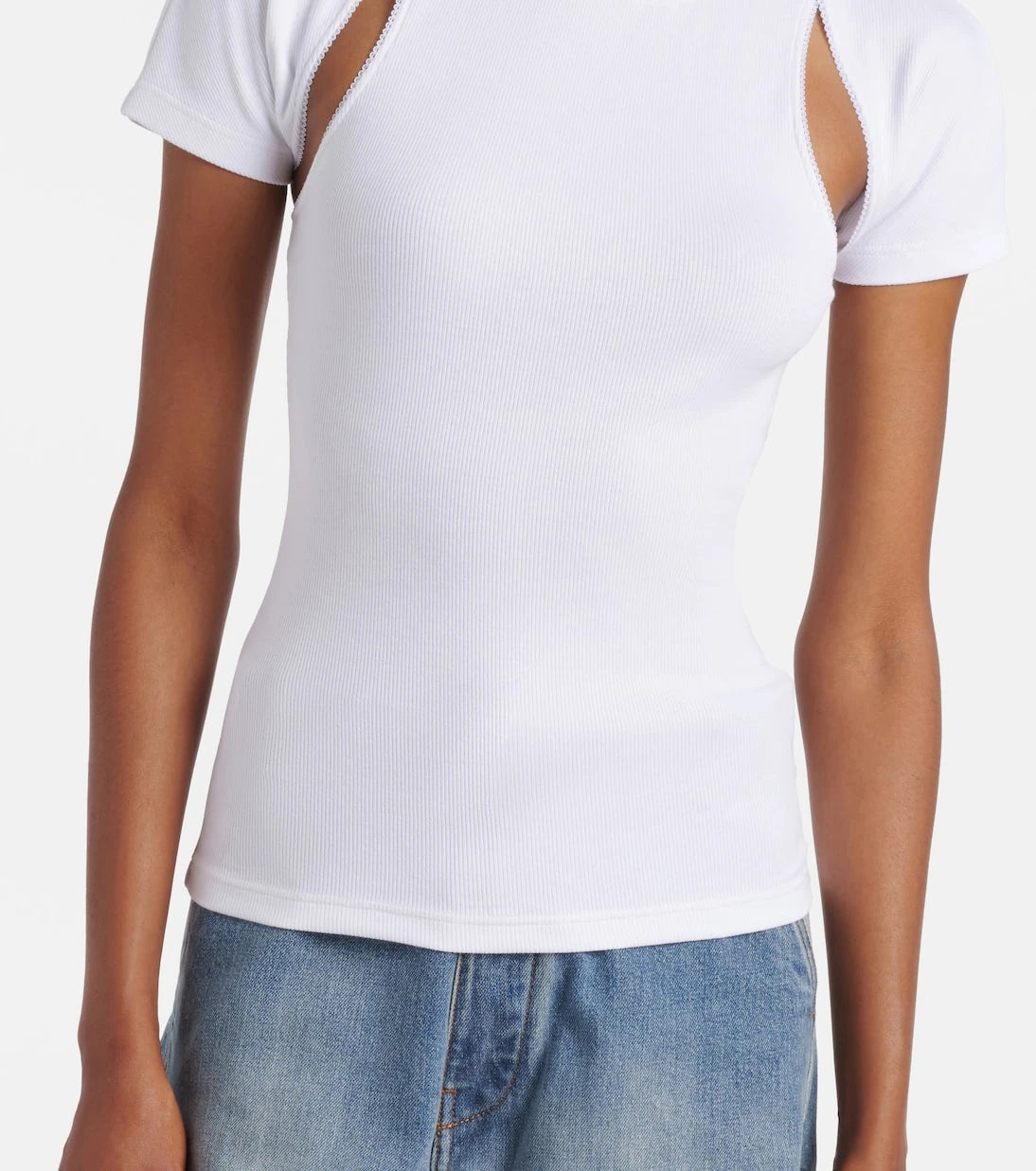 Alaïa - Layered ribbed-knit jersey top