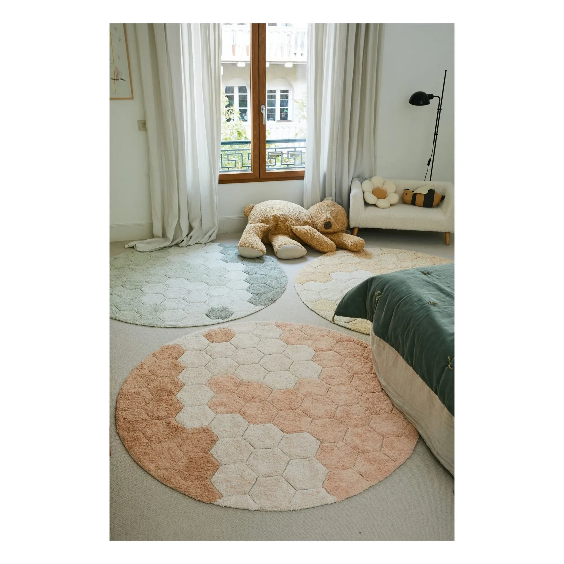 Lorena Canals - Honeycomb round carpet | Grey blue