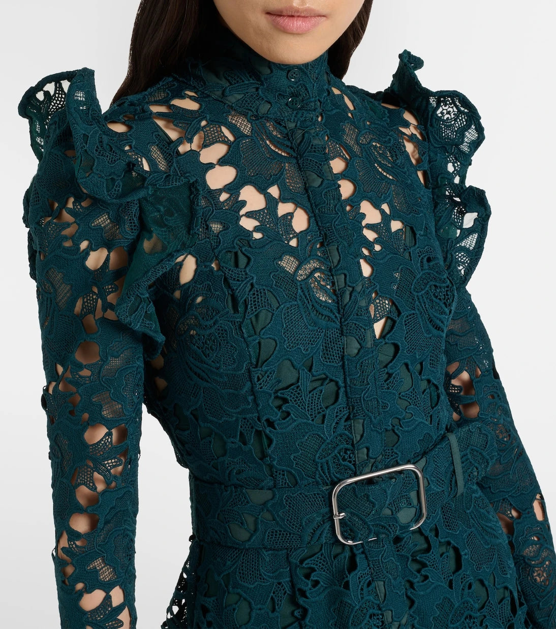 Leo Lin - Aliyah belted lace midi dress