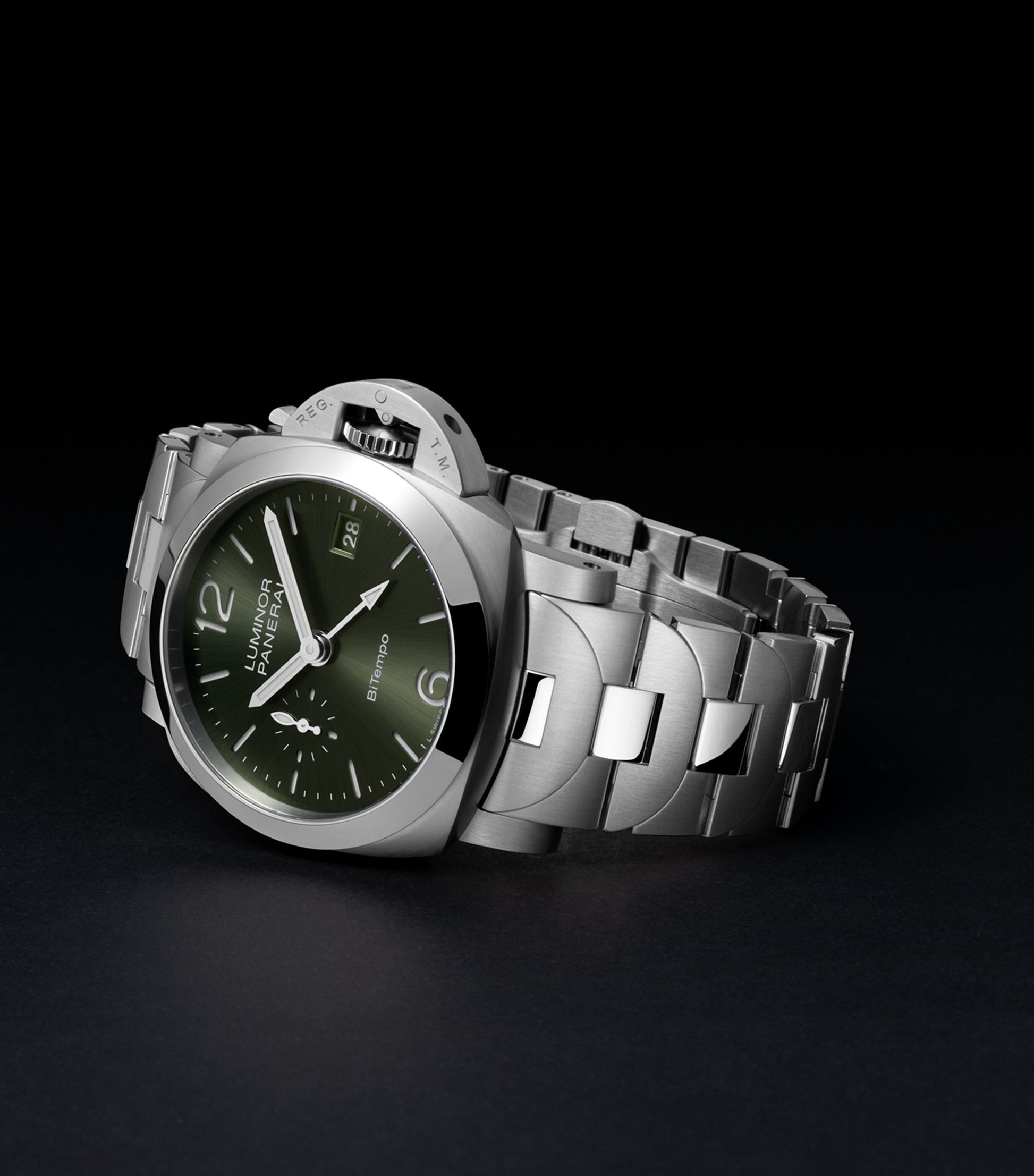 Brushed Steel Luminor Quaranta BiTempo Watch 40mm