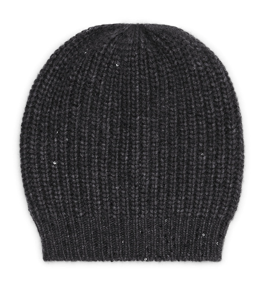 Black Cashmere-Silk Beanie