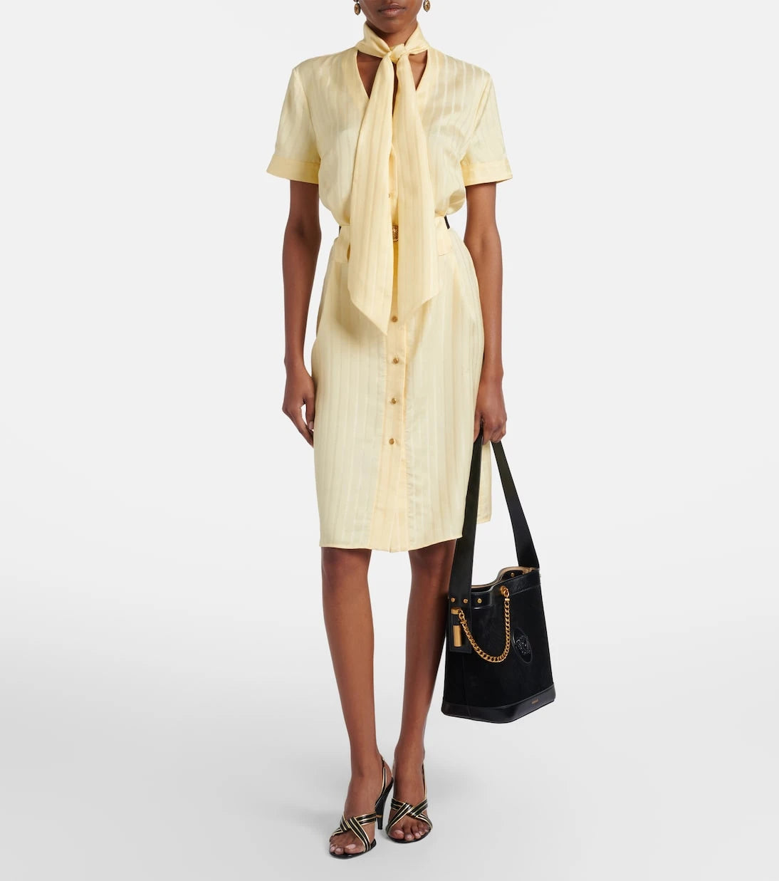 Versace - Greca jacquard satin shirt dress
