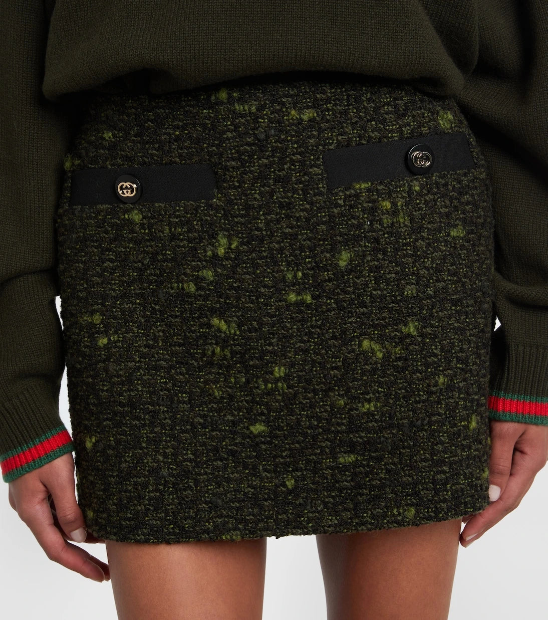 Gucci - تنورة قصيرة من مزيج الصوف البوكليه