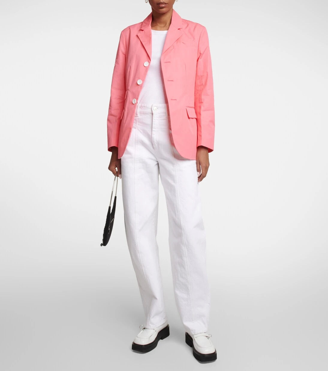 Plan C - Single-breasted cotton blazer