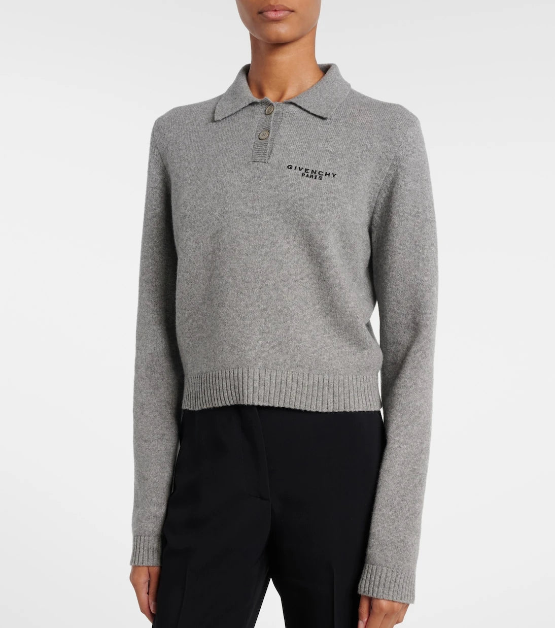 جيفنشي - كنزة بولو بشعار العلامة التجارية من الصوف والكشمير