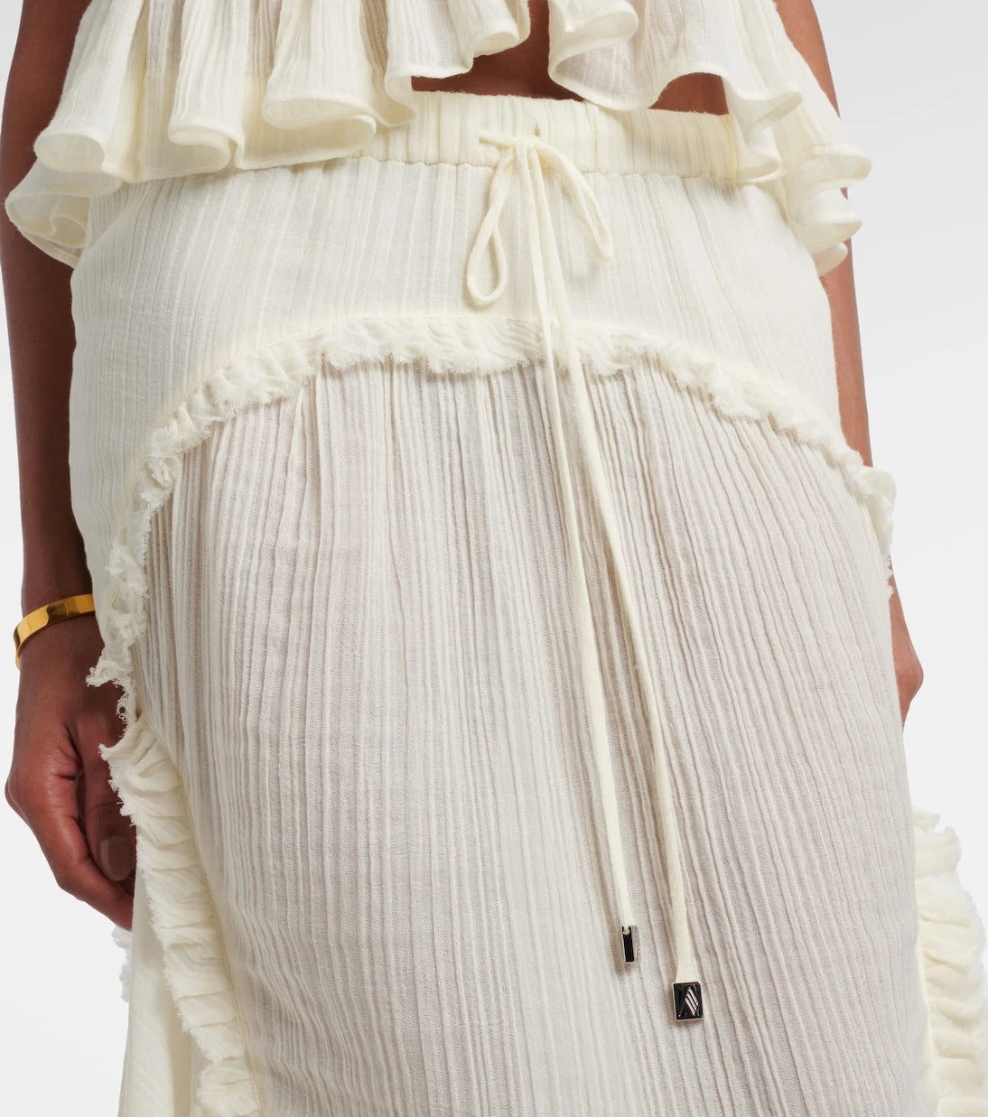 The Attico - Ruffled cotton maxi skirt
