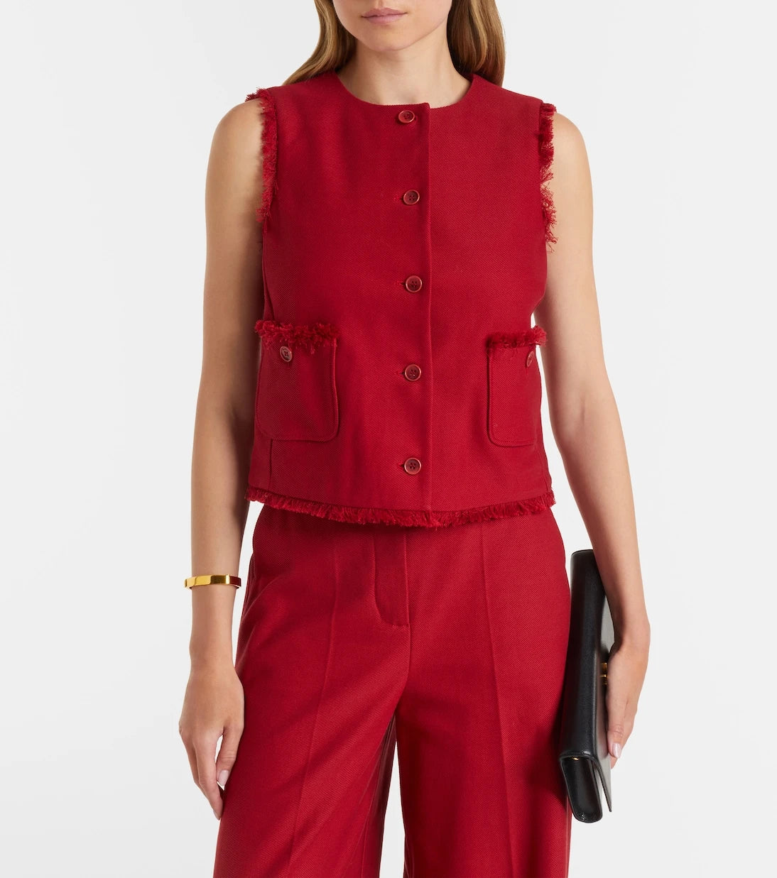 Max Mara - Sumero fringed cotton gabardine vest